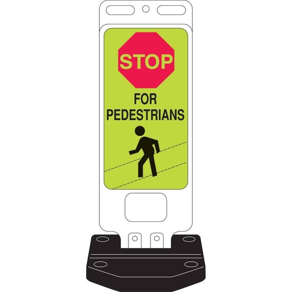 Brady STOP For Pedestrians Sign, 40in H x 14in W x 0.090in D, Fluorescent Yellow/Green 103709